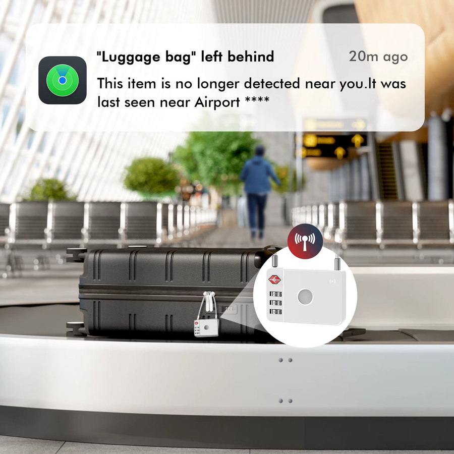 MilLi Air Tracker TSA-zertifiziertes Gepäckschloss mit Bluetooth und Apple Find My Kompatibilität in Schwarz - Bild 2