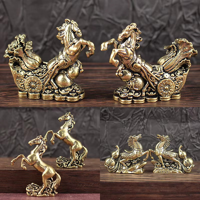 WHPHous Bronze Pferd Skulptur aus Metall in Braun und Gold als dekorative Tischdekoration für dein Wohnzimmer - Bild 1