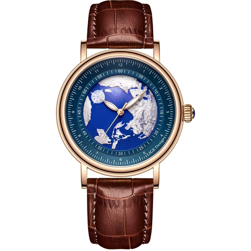 LIGE Armbanduhr Quarz, Leder, Weiß, Herren - Bild 6