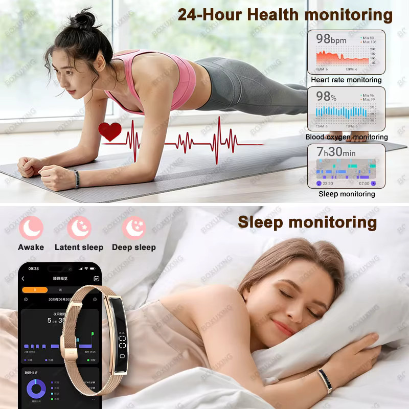 BOXUXING Smart-Armband Silber mit Herzfrequenz- und Schlafüberwachung, IP68 Wasserdicht, Unisex Fitness Tracker - Bild 5