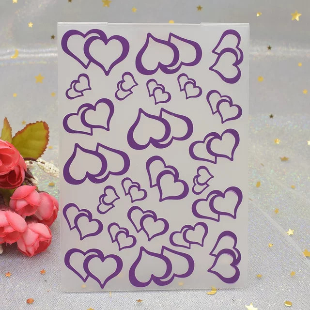 3D-Prägeordner mit Herzmuster in Lila für DIY Scrapbooking und Kartenherstellung aus Kunststoff - Bild 1