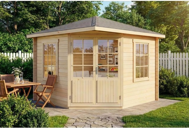 Alpholz Gartenhaus Monica-28 Blockhaus in Natur mit Spitzdach, B/T: 300 x 300 cm - Bild 1