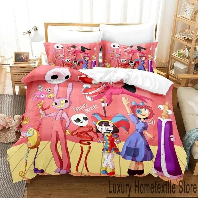 Jinmeige Bettbezug-Set mit Digitalem Zirkus Design, Mehrfarbig, aus Mikrofaser für Kinder, B/H: 173 x 218 cm - Bild 1