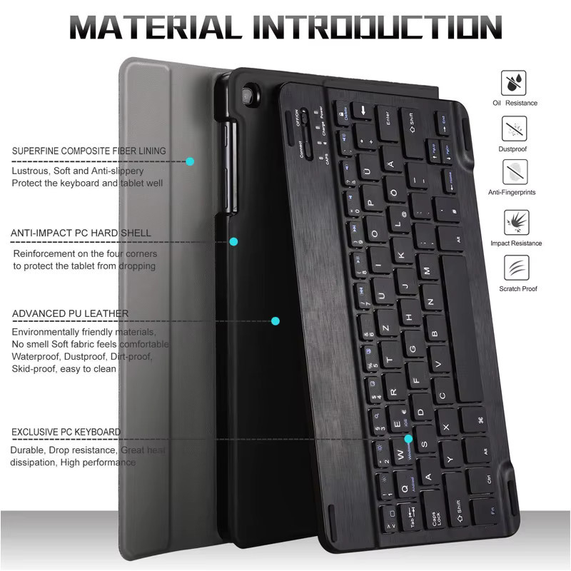 OPUYYM Tastatur-Hülle für iPad 11 Zoll und iPad 10. Generation 10.9 Zoll mit abnehmbarer kabelloser Tastatur und Tablet-Abdeckung in Schwarz oder Blau - Bild 2