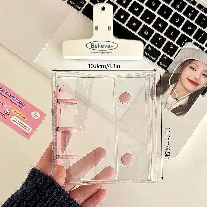 Transparentes Doppelknopf Fotoalbum für 3-Zoll K-Pop Fotokarten und Idol-Sammelkarten aus Kunststoff - Bild 2