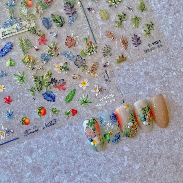 NAILFYOU Nagelaufkleber Flamingo und tropische Blätter, Glänzend, Damen - Bild 1