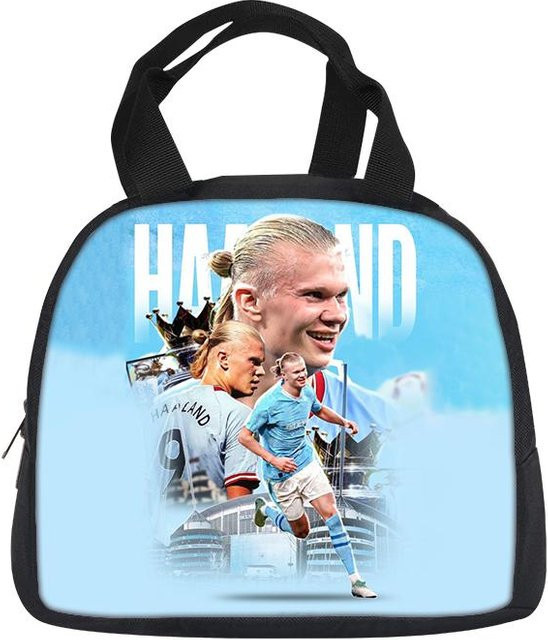 Isolierte Haaland Lunchtasche von Fancy Style Studio in Blau, Thermokühlertasche für Schüler als Bento Essensbehälter - Bild 1
