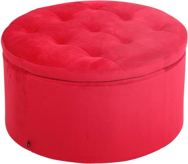TPFLiving Sitzhocker Eva in Rot aus Samt, B/T/H: 35 x 35 x 60 cm - Bild 1