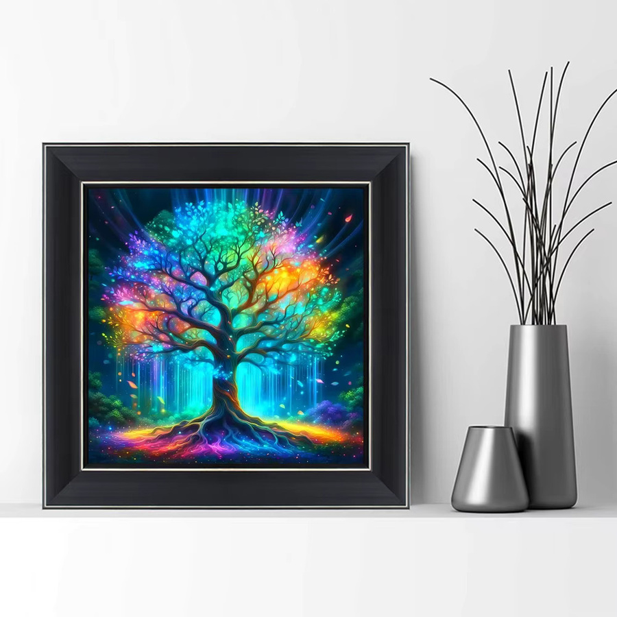 EverShine Diamond Painting Leuchtender Baum 5D Mosaik Set mit Rundbohrern in Multicolour zur DIY Landschafts-Stickerei und Heimdekoration - Bild 3
