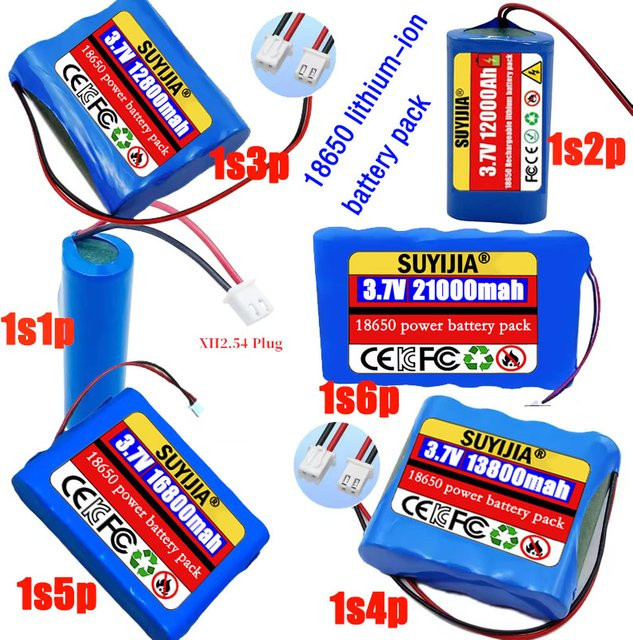 SUYIJIA Li-Ionen-Akku 18650 3,7 V wiederaufladbar für Bluetooth-Lautsprecher und LED-Leuchten, Blau - Bild 1