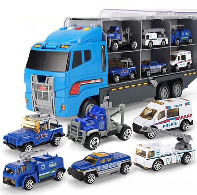Linyi toy car Musik- und Licht-Container-LKW-Spielzeug-Set, 6-teiliges Set, ab 0 Jahren - Bild 1