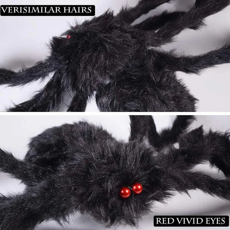 TOMTOP JMS Riesige Halloween Spinne Dekoration in Schwarz, 200 cm verstellbare hängende Simulations-Spinne - Bild 4