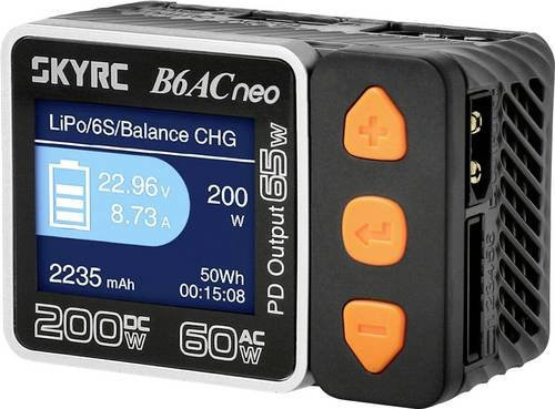 SKYRC B6AC Neo Modellbau-Ladegerät 10A in Schwarz mit USB-C Anschluss für Blei, LiFePO, LiHV, LiIon, LiPo, NiCd und NiMH Akkus - Bild 1
