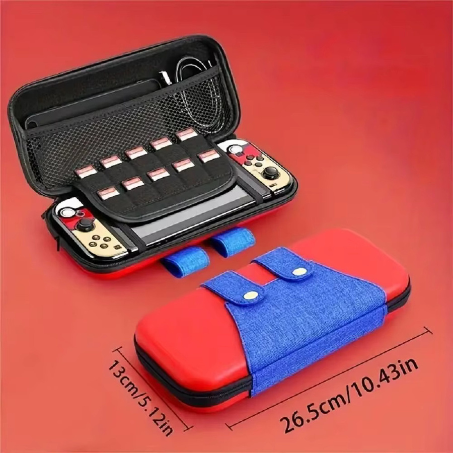 Nintendo Switch OLED Schutzhülle in Rot mit 10 Spielkartenhaltern und Reise-Aufbewahrungstasche - Bild 2