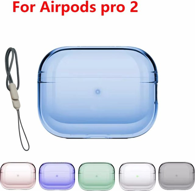 Transparente Silikonhülle für Apple AirPods Pro 2 mit Band aus weichem TPU - Bild 1