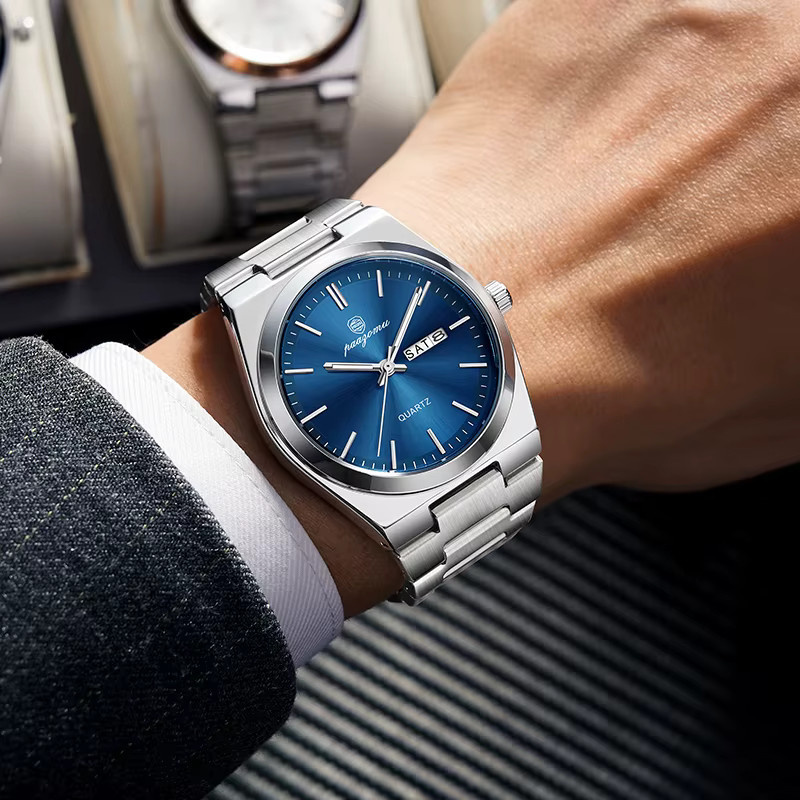 PAAZOMU Armbanduhr Quarz, Edelstahl, Blau, Herren - Bild 5