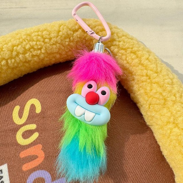 Monster-Schlüsselring, Cartoon-Plüsch, Taschenanhänger, Pink, Unisex - Bild 1