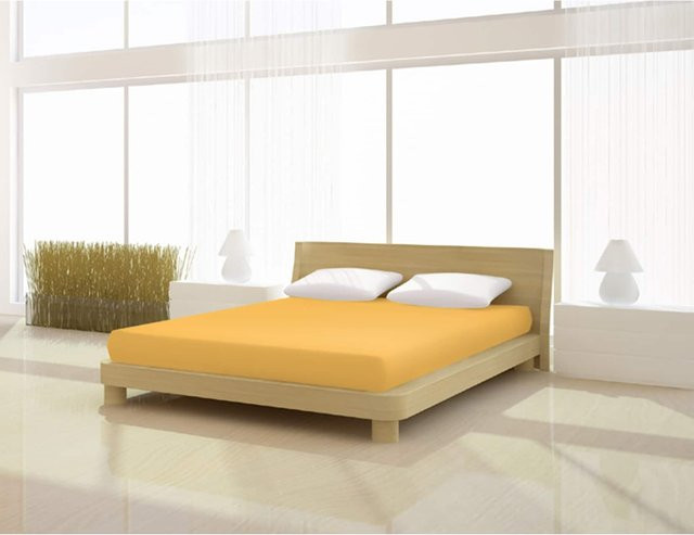 Mr. Sandman Spannbetttuch de luxe aus Elastan in Gelb, B: 90-100 cm, L: 200-220 cm - Bild 1
