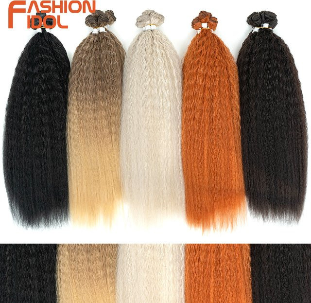 FASHION IDOL Haarverlängerung, synthetische Haarbündel, Ombre-Braun, 6 Stück - Bild 1
