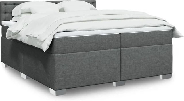 vidaXL Boxspringbett Hybrid mit Matratze und Taschenfederkern in Grau und Weiß, B/T/H: 200 x 200 x 100,5 cm - Bild 1