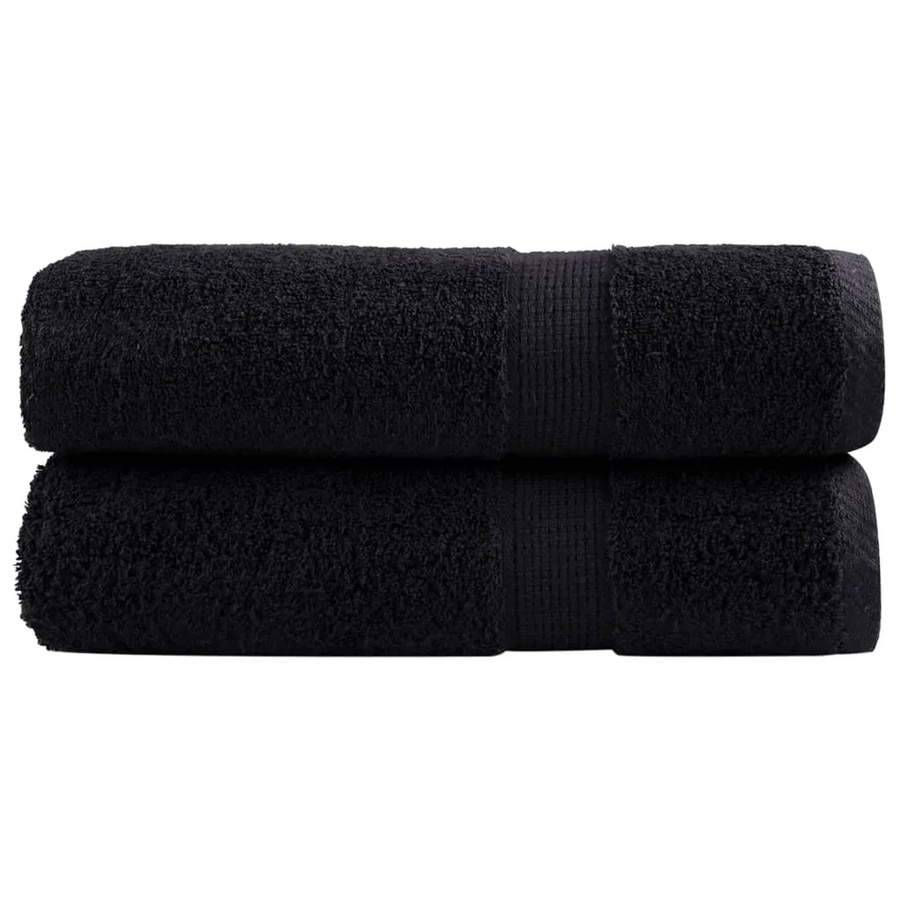 vidaXL SOLUND Premium-Handtücher aus Baumwolle, 2er-Set, Schwarz, B: 50 cm, L: 100 cm, 600 g/m² - Bild 2