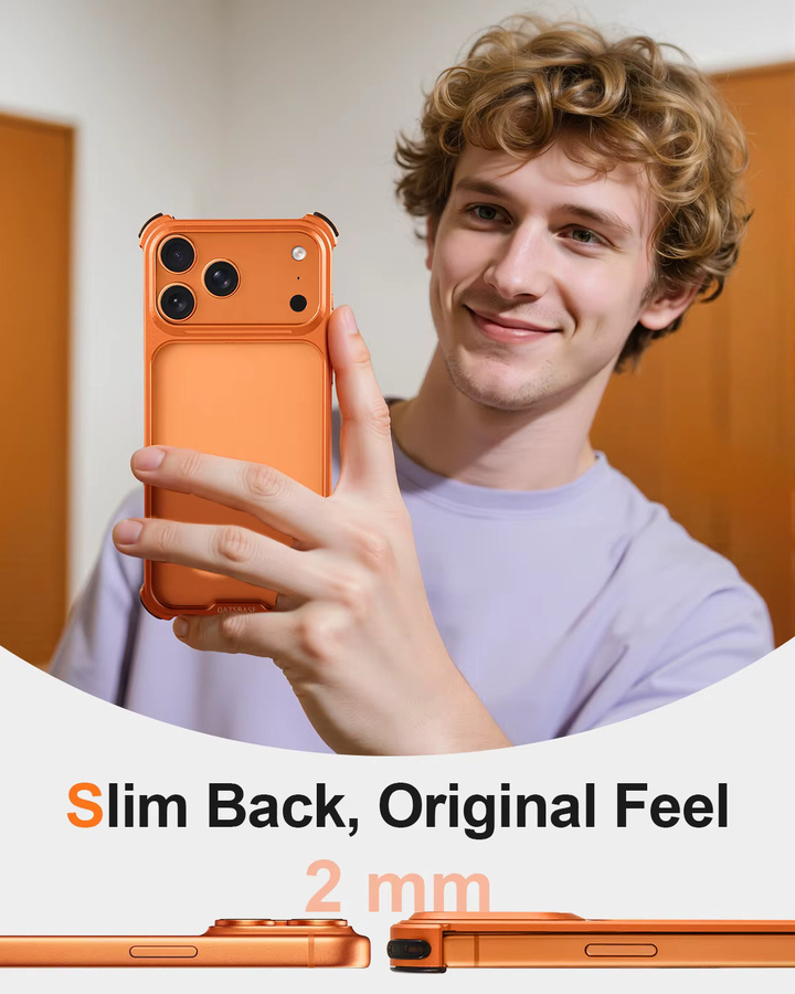 Oatsbasf Slim Handyhülle für iPhone 17 Pro und iPhone 17 Pro Max in Orange, stoßfeste Schutzhülle mit Originalgefühl - Bild 2