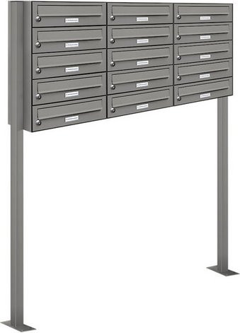 AL Briefkasten-System für 15 Parteien, freistehend, grau, B/H/T: 153,6 x 150,0 x 27,5 cm - Bild 1