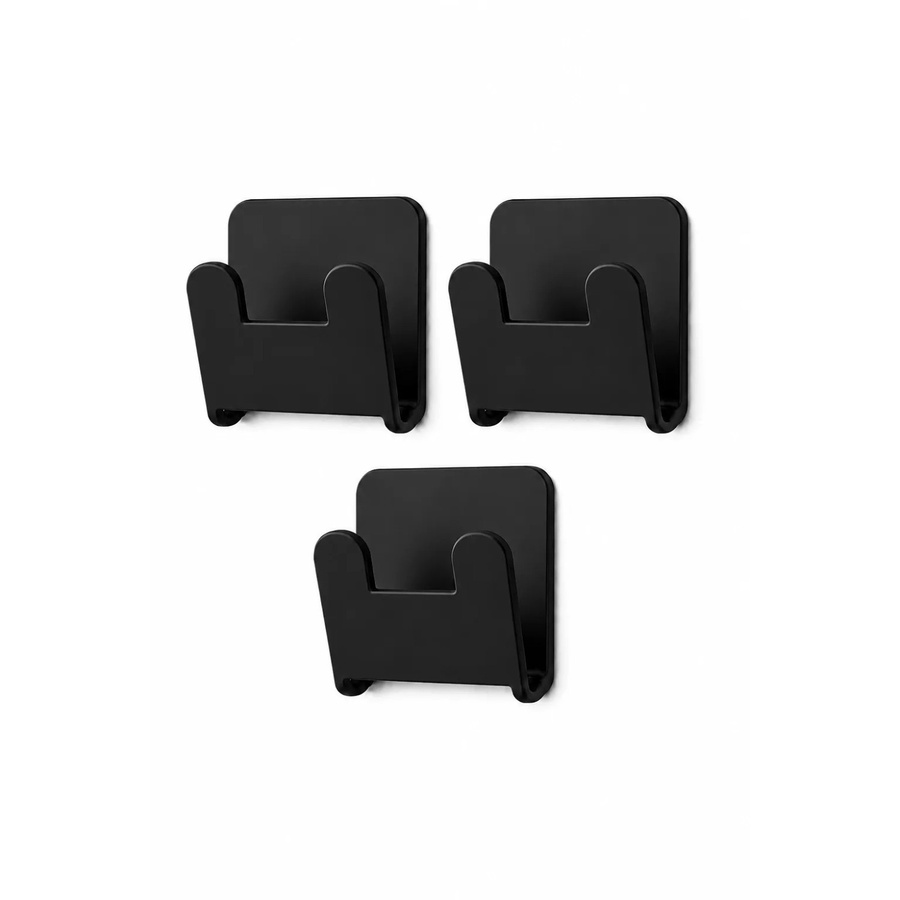 Radius Design 3er Set selbstklebende Wandhaken aus Aluminium in Schwarz, B/T/H: 75,0 x 57,0 x 44,0 cm - Bild 2
