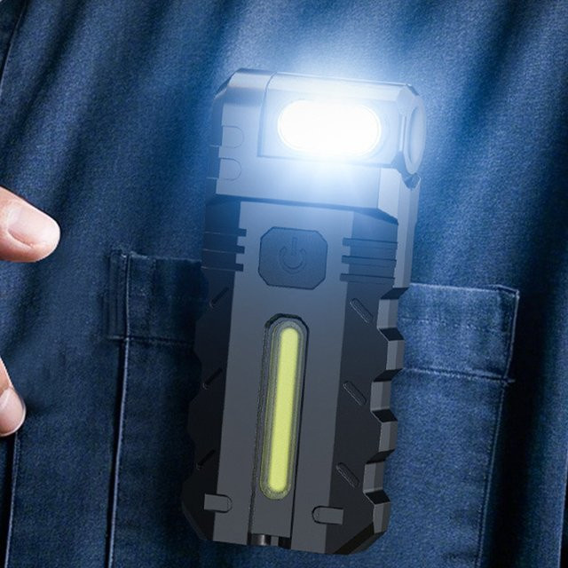 APWIKOGER Magnetische LED-Taschenlampe in Schwarz mit 180 Grad drehbarem Kopf als tragbare EDC-Arbeitsleuchte für Camping und Wandern - Bild 1
