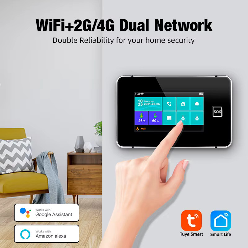 KERUI Smart Home Alarmsystem G64B mit 4,3-Zoll-Touchscreen, Drahtloses 4G WiFi GSM Sicherheitssystem für Tuya Smart Life - Bild 2