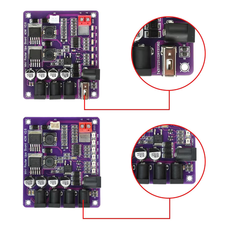diymore 40W Mini-Router-UPS-Platine DC 12,6V zu 13,0V Aufwärts-/Abwärtswandler Buck-Konverter Stromversorgungsmodul in Purple - Bild 3