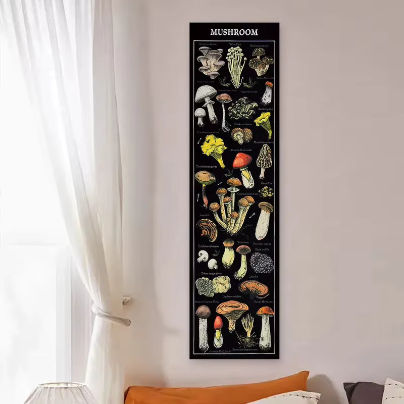VIKAMA Pilz-Wandteppich mit floralem botanischem Design in Mehrfarbig, minimalistische Wandkunst für dein Wohnzimmer und Schlafzimmer, B/H: 150 x 40 cm - Bild 2