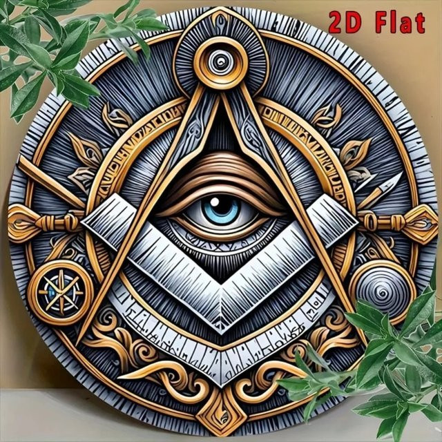 CIFBUY Eye of Providence Vintage-Wandkunst aus Aluminium, rundes Metallschild in Multicolour, Durchmesser: 20 cm - Bild 1