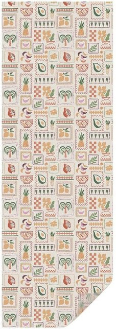 Tulup Fensterfolie mit folkloristischem Blumenmuster als Sichtschutz, selbstklebend, Beige, Breite: 50 cm, Höhe: 146 cm - Bild 1