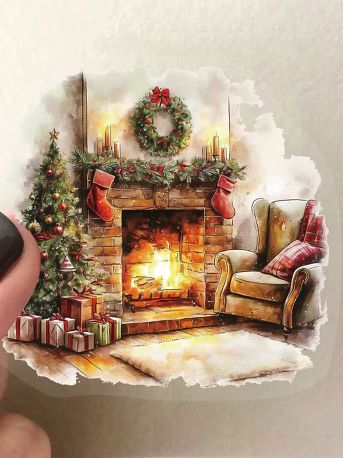 50 Stück Weihnachts-Aufkleber mit Aquarell-Szenen in Multicolour für Tagebuch und Dekoration - Bild 7