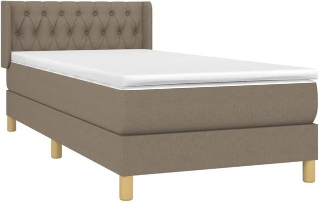 vidaXL Boxspringbett Hybrid mit Matratze und Taschenfederkern in Taupe, B/T/H: 100 x 200 x 78 cm - Bild 1