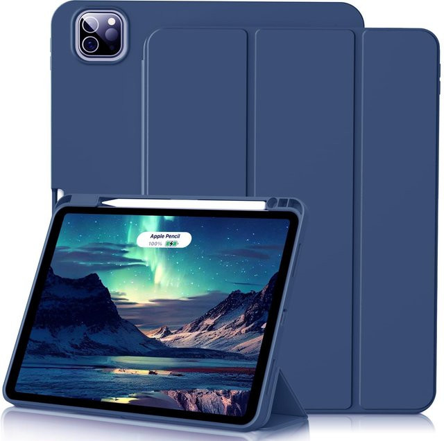 Stifteetui Flip-Cover mit Stifthalter für iPad Air und iPad Pro, Dreifachständer, Navy Blau - Bild 1