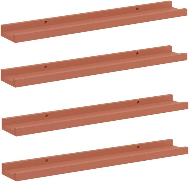 vidaXL Wandregal Set aus Holzwerkstoff in Rot, 4 Stück, B: 60 cm, H: 9 cm, T: 3 cm - Bild 1