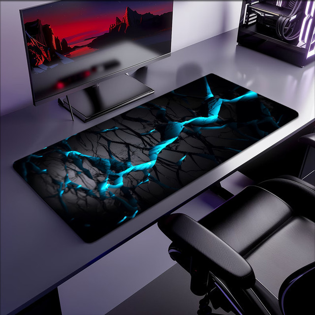 Großes Waben-Mauspad in Blau mit geometrischem Farbverlauf, rutschfest und verdickt für Büro und Gaming - Bild 1