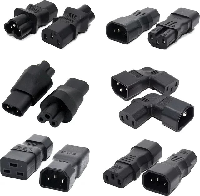Universal Stromadapter Set für IEC320 C13 C14 C5 C6 C7 C8 C19 C20 C21 Konverter für UPS und PDU in Schwarz - Bild 1