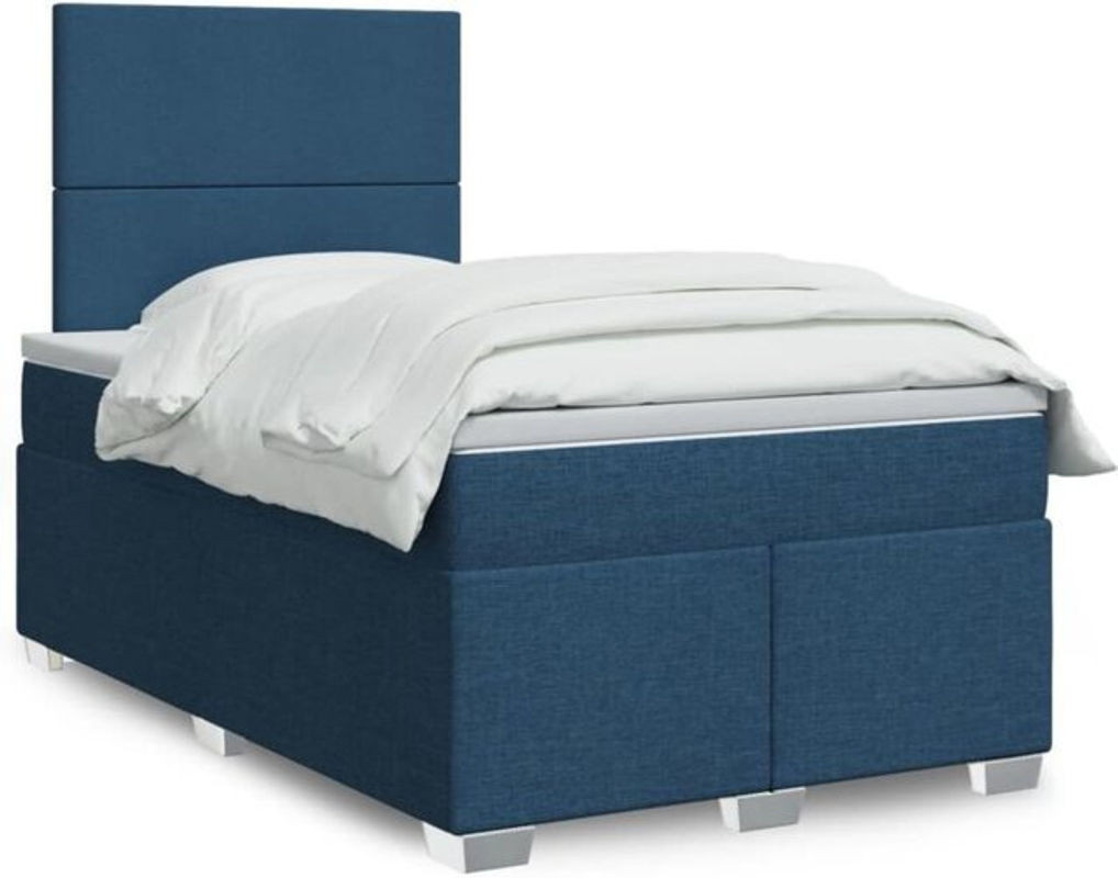 vidaxl Boxspringbett mit Matratze aus Stoff in Blau, B/T/H: 120 x 200 cm - Bild 1