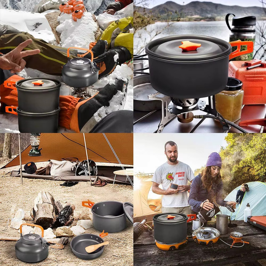 LISM Camping-Kochgeschirr-Set aus Aluminium in Schwarz für Outdoor, Wandern und Picknick - Bild 6