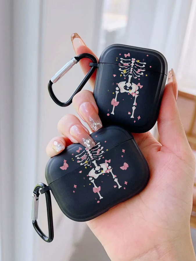 Schutzhülle im Skelett-Design für Apple AirPods Pro 2, 3 und 4 Generation, Schwarz - Bild 2