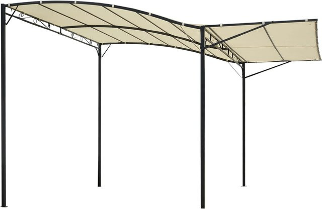 Outsunny Pavillon mit Lamellendach aus Stahl und Polyester in Cremeweiß B: 250 cm, T: 250 cm, H: 200 cm - Bild 1