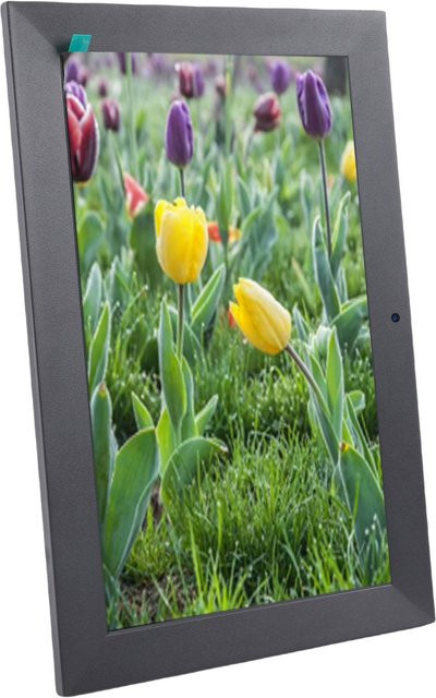 Igeteck Smarte 10-Zoll WiFi Digitalklocke in Beige mit Wetteranzeige, Temperatur- und Luftfeuchtigkeitsanzeige sowie Medikamentenerinnerung und Foto- und Videowiedergabe - Bild 1