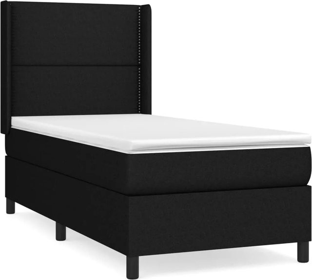 vidaXL Boxspringbett Hybrid mit Matratze und Taschenfederkern, Schwarz, B/T/H: 90 x 200 x 118 cm - Bild 1
