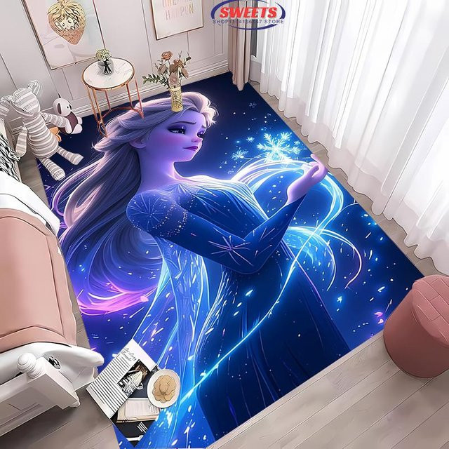 Disney Frozen Elsa Magischer Eis Teppich für das Kinderzimmer, Blau, B: 80 cm, T: 140 cm - Bild 1