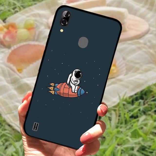 Silikon Handyhülle mit Marmor-Katzen-Löwen-Design für Blackview A60 in Schwarz - Bild 1