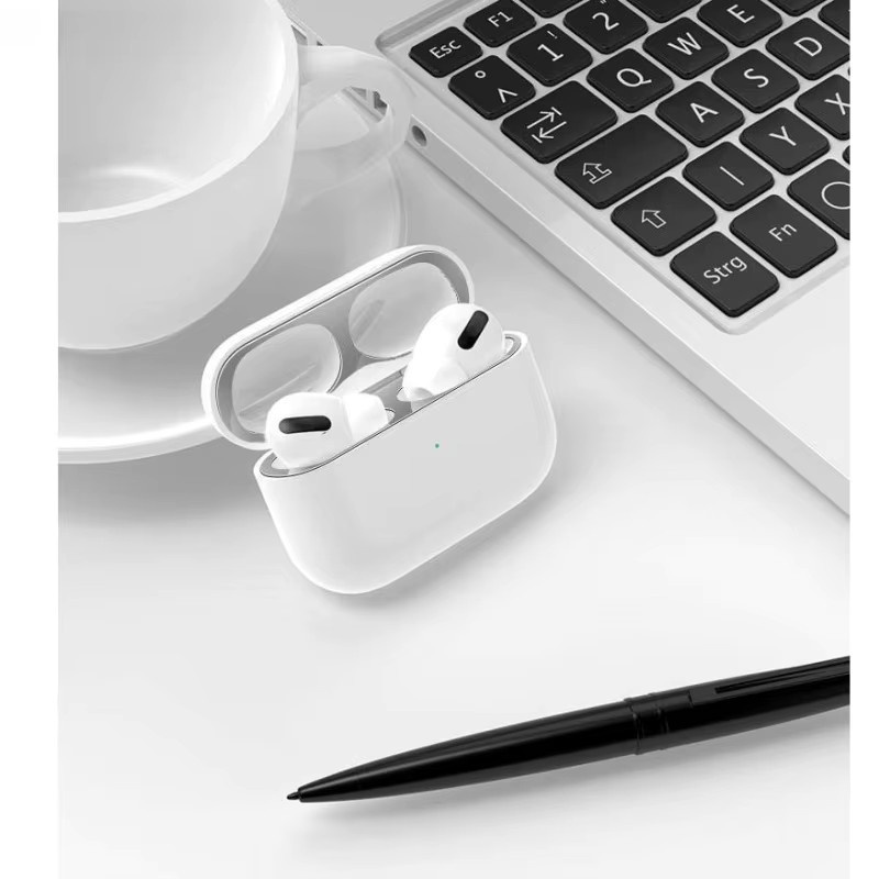 Metall Staubschutz Aufkleber für Apple AirPods 4 und AirPods Pro 2 in Schwarz - Bild 2