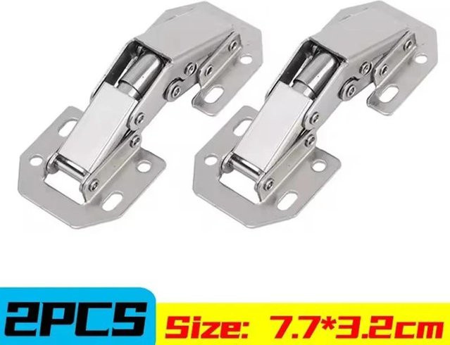QQ STUDIO 2er-Set 90-Grad-Scharniere aus Stahl mit Soft-Close-Funktion und hydraulischem Puffersystem in Chrom, ohne Bohren für Küchenschränke und Möbelbeschläge - Bild 1